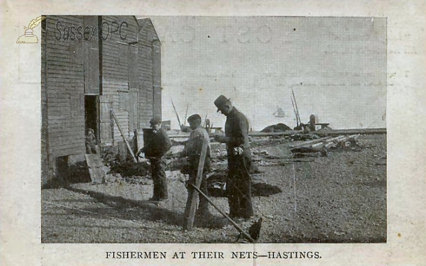 Image of Hastings - Fishermen at their Nets