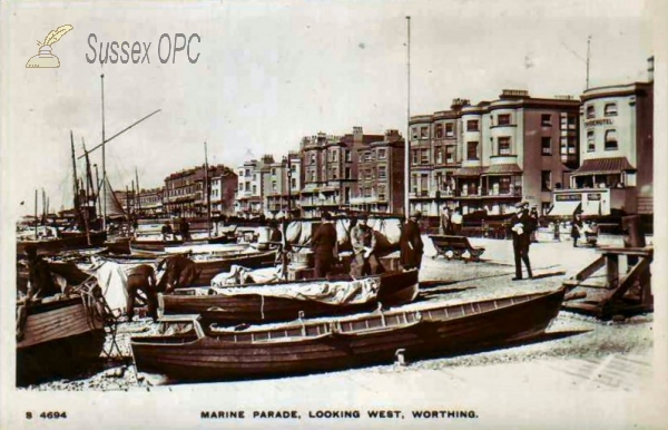 Image of Worthing - Marine Parade Looking West (Boats)
