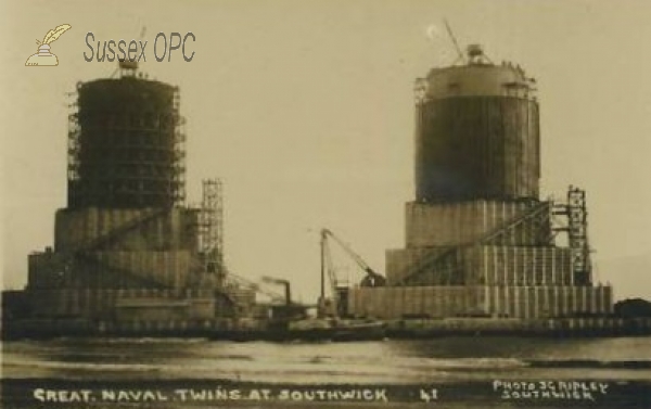 Image of Southwick - The power station under construction (Great Naval Twins)