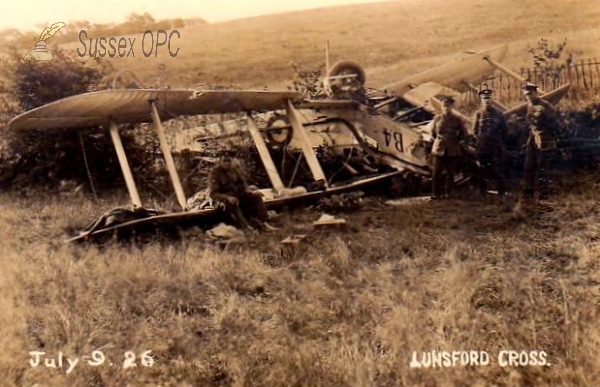 Ninfield - Aeroplane crash at Lunsford Cross - July 9, 1926 Image of Ninfield - Aeroplane crash at Lunsford Cross - July 9, 1926